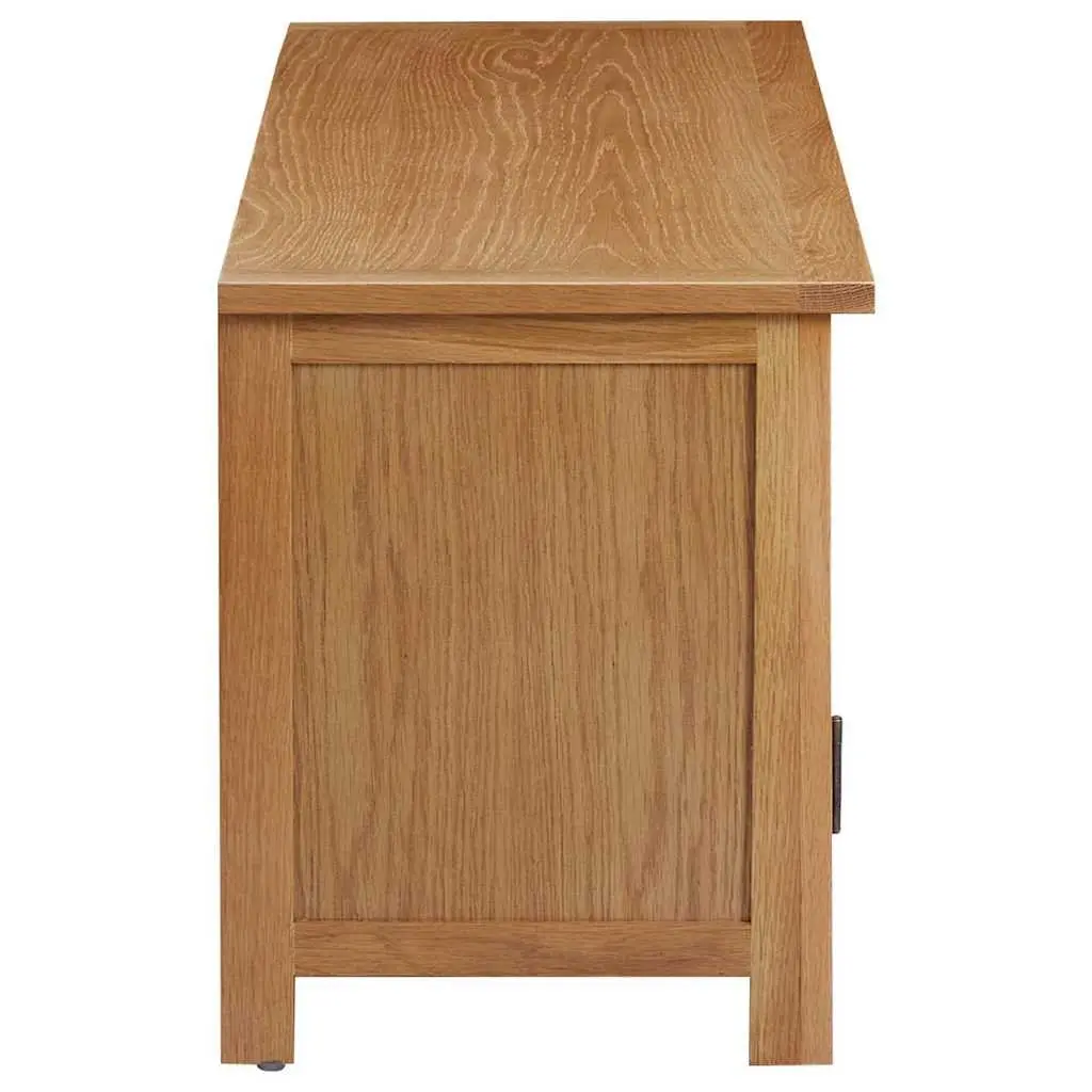 TV Cabinet 110x35x44 cm Brown Solid Oak Wood Storage Unit with Doors