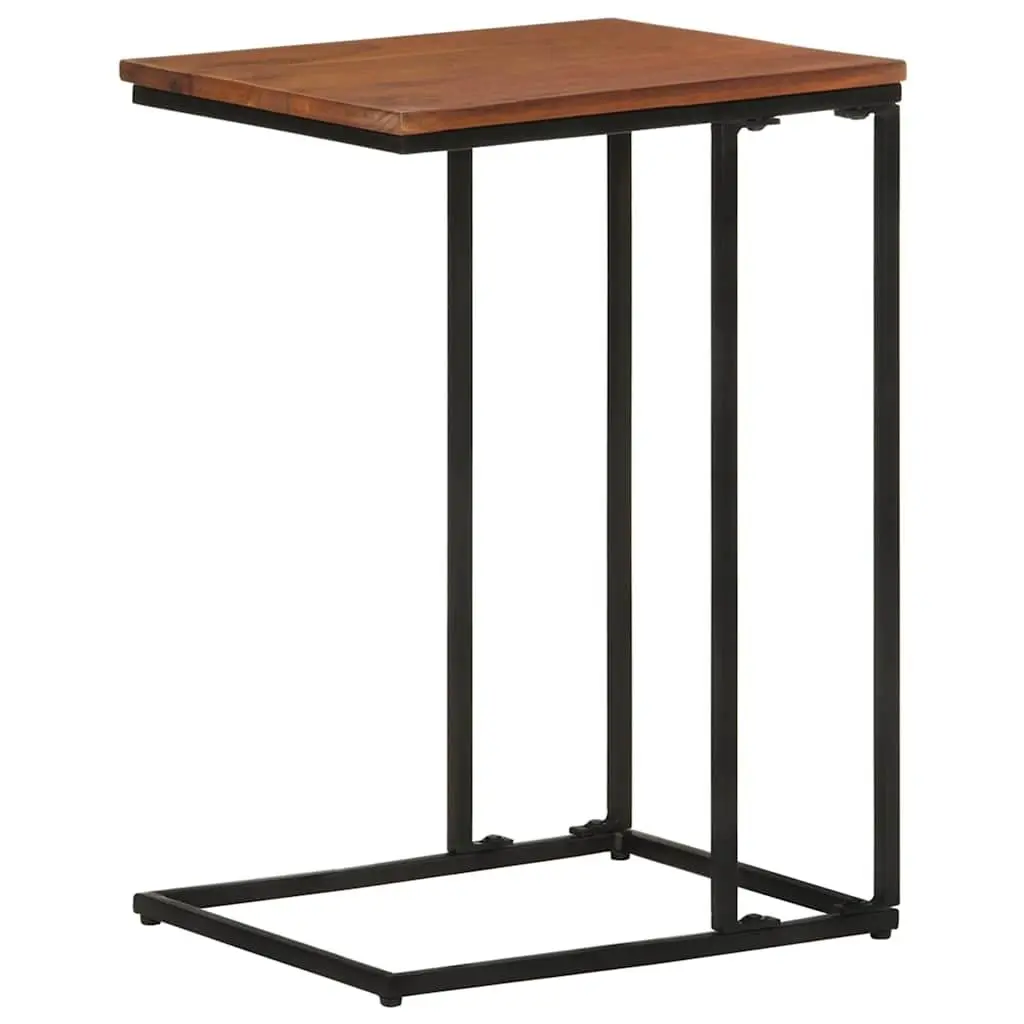 Side Table 35x45x65cm Solid Acacia Wood Brown Powder-Coated Iron Frame