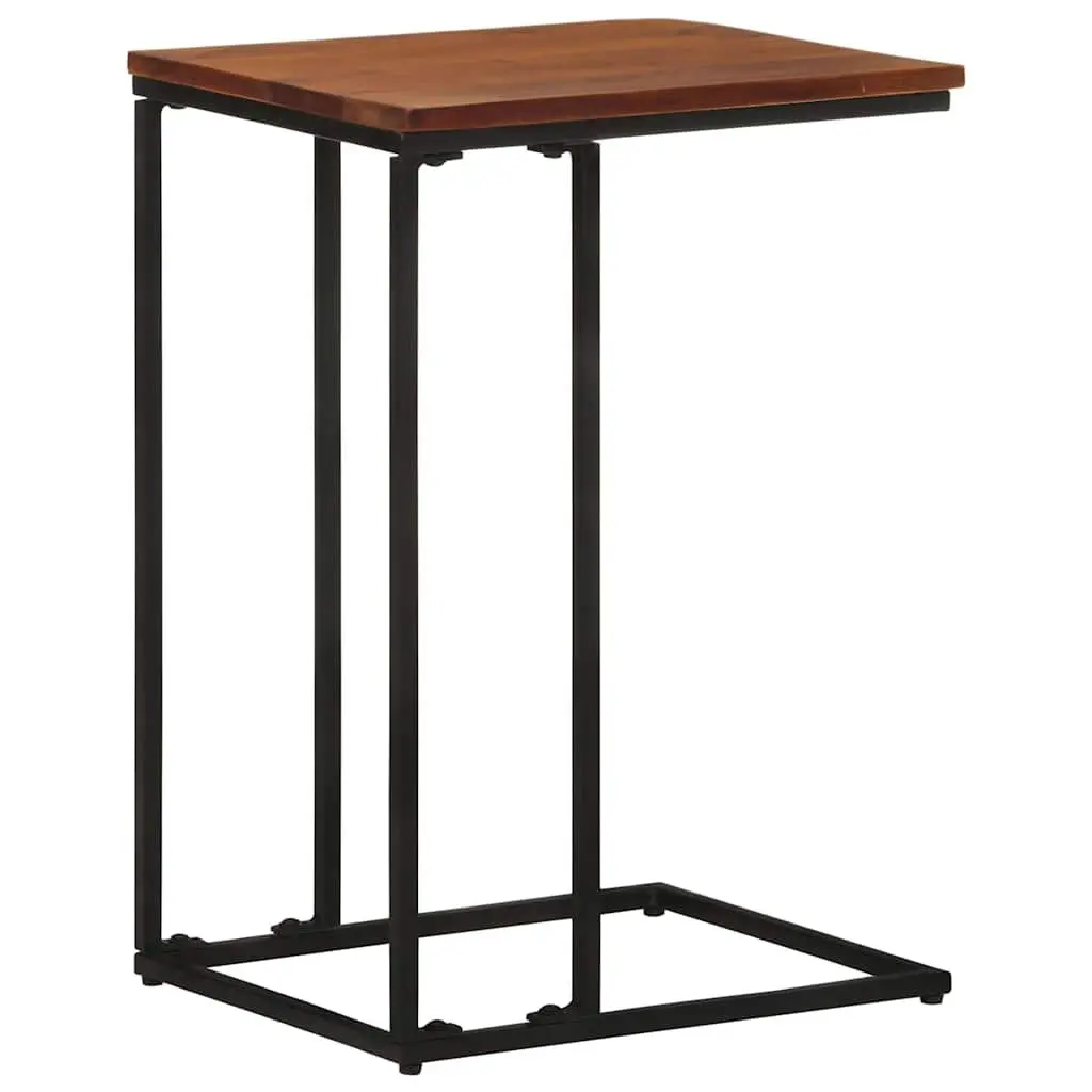 Side Table 35x45x65cm Solid Acacia Wood Brown Powder-Coated Iron Frame