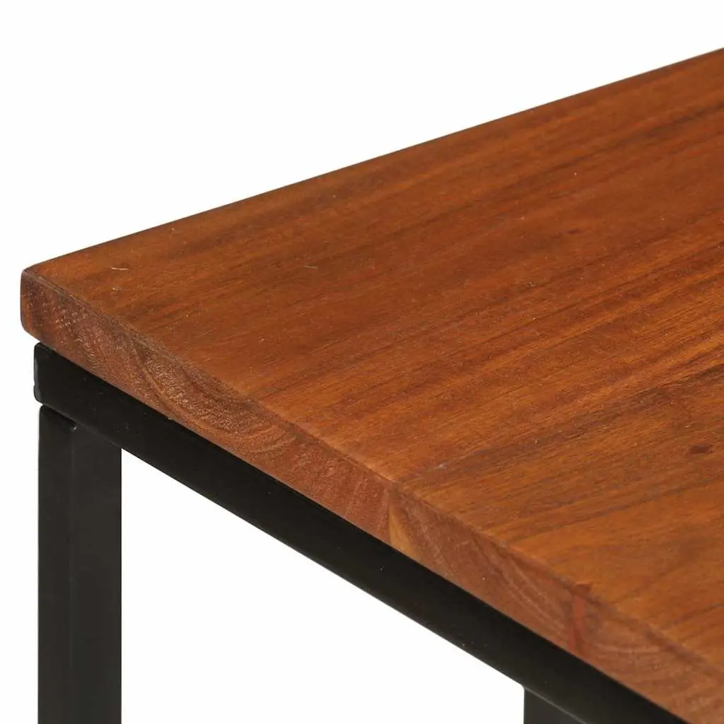 Side Table 35x45x65cm Solid Acacia Wood Brown Powder-Coated Iron Frame