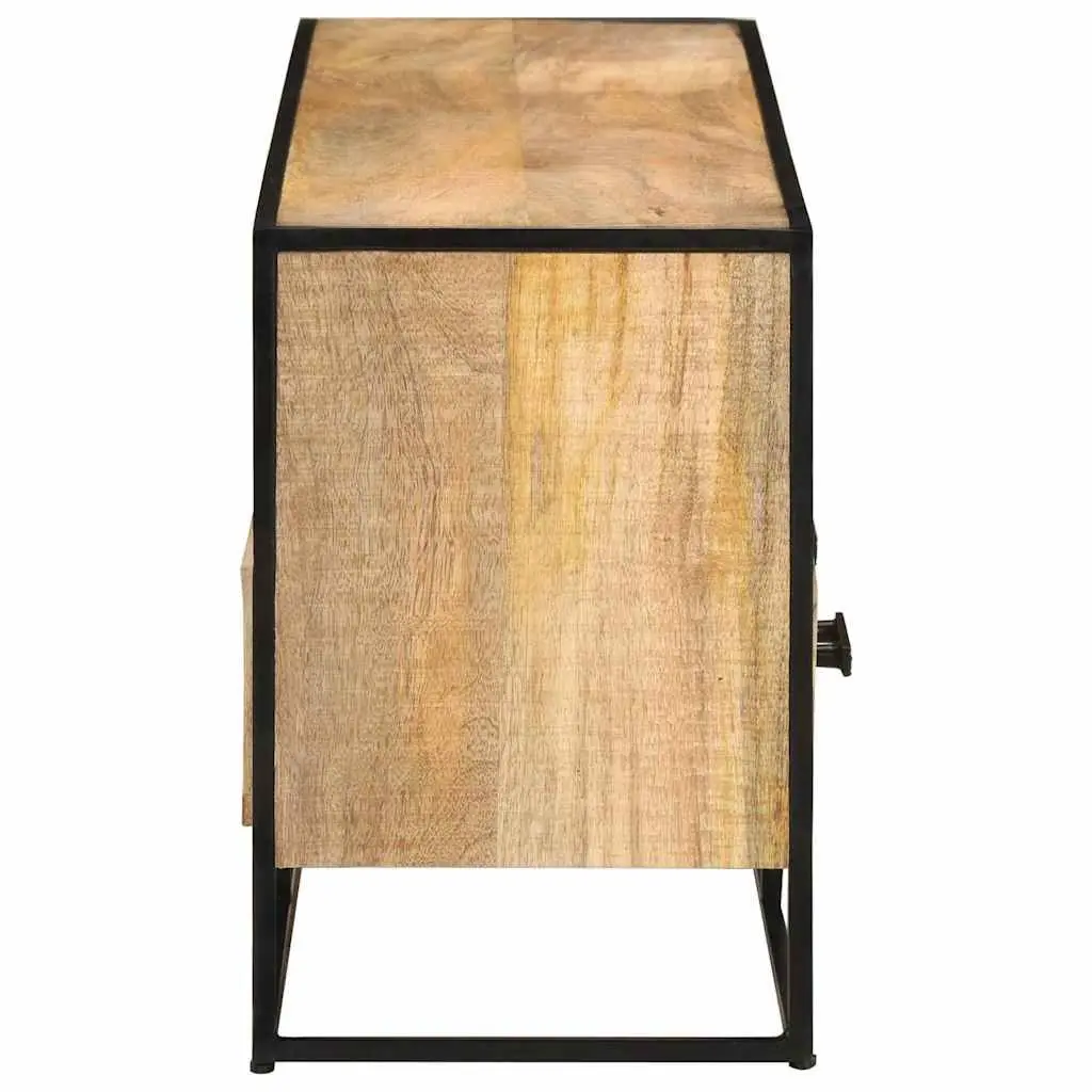 TV Cabinet 110x30x45 cm Brown Solid Rough Mango Wood with 3 Drawers and 3 Shelves