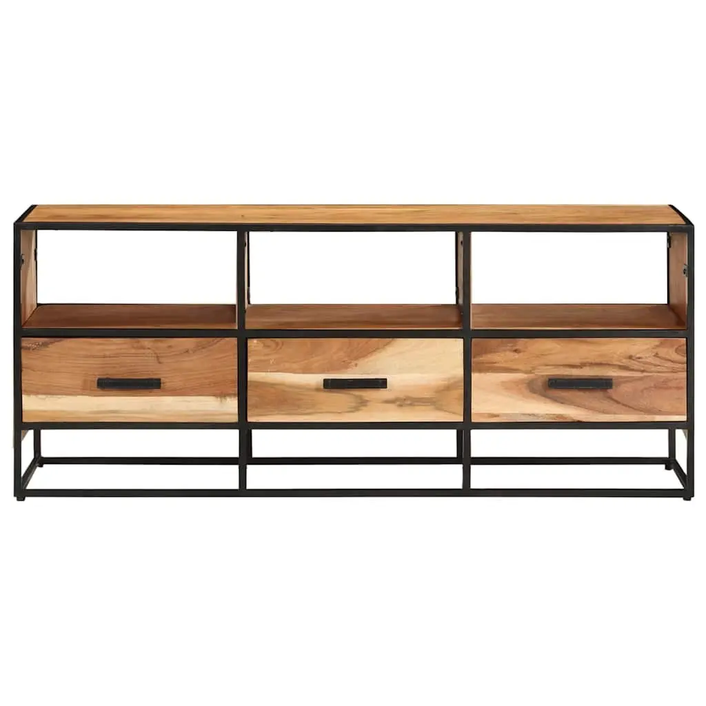 TV Cabinet 110x30x45cm Solid Acacia Wood 3 Drawers 3 Shelves Brown