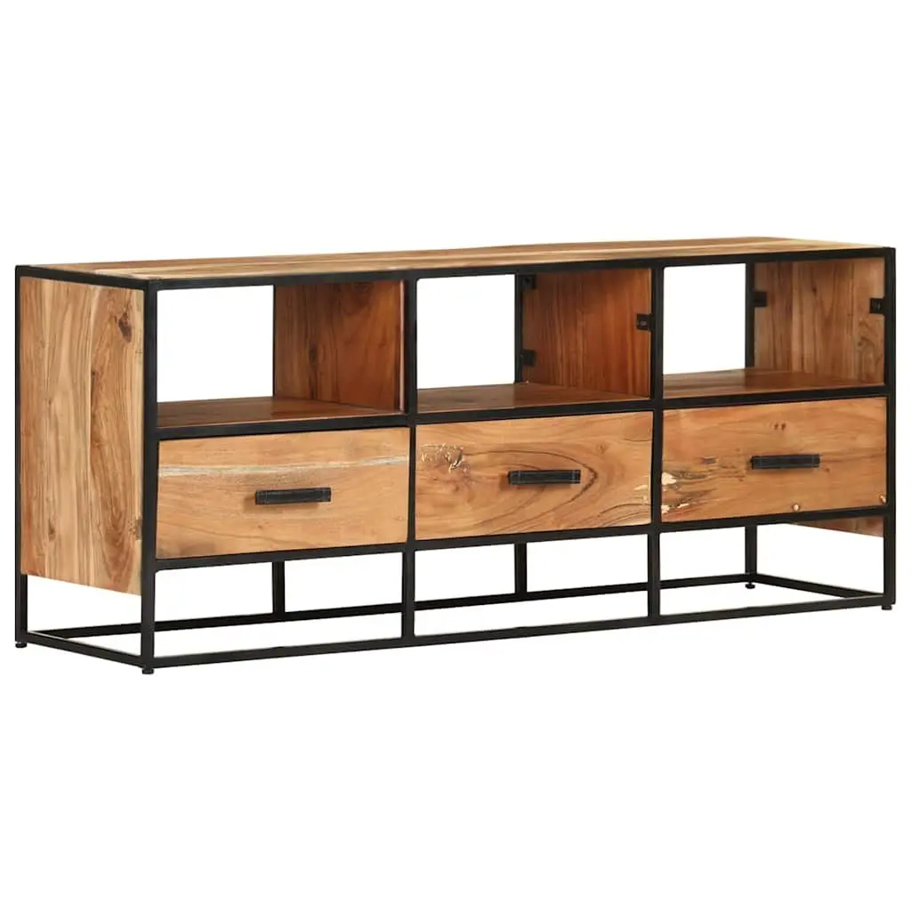 TV Cabinet 110x30x45cm Solid Acacia Wood 3 Drawers 3 Shelves Brown