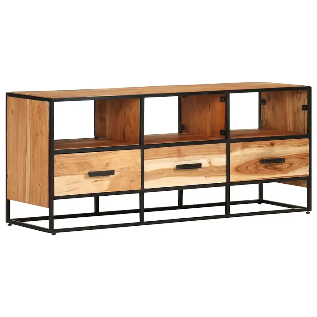 TV Cabinet 110x30x45cm Solid Acacia Wood 3 Drawers 3 Shelves Brown