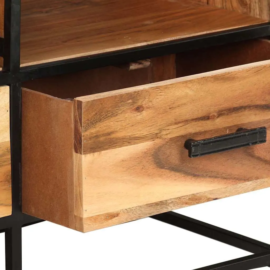 TV Cabinet 110x30x45cm Solid Acacia Wood 3 Drawers 3 Shelves Brown
