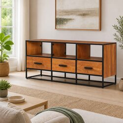 Stylish Brown Wood TV Cabinet 110x30x45 cm with Storage