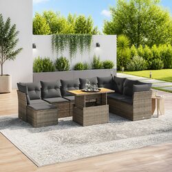 Transform Your Outdoor Area with 9-Piece Grey Sofa Set