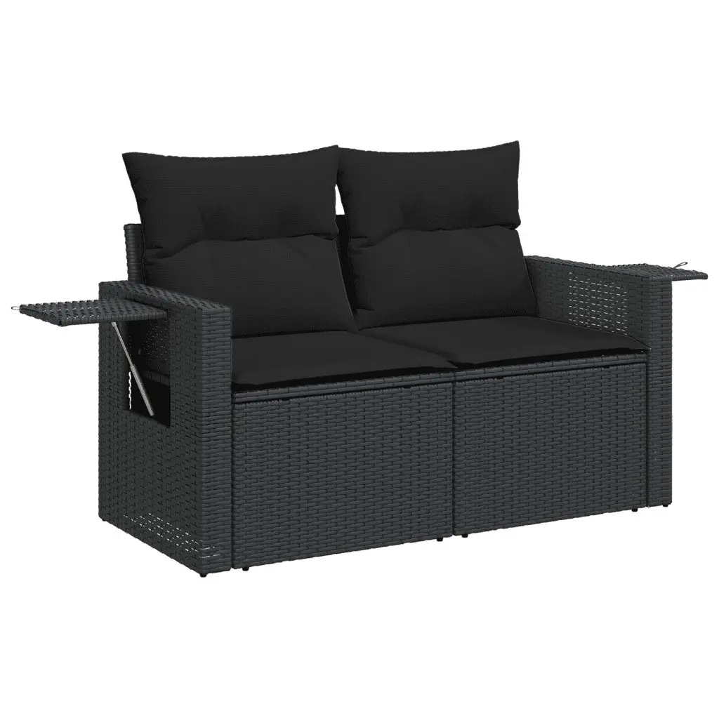Garden Sofa Set 9 Piece Outdoor Furniture Patio Rattan Black with Cushions