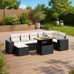 Garden Sofa Set 8 Piece Outdoor Furniture Patio Conversation Poly Rattan Black