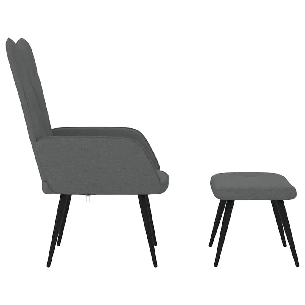 Relaxing Armchair with Stool Dark Grey Fabric Accent Chair Lounge Seat Home