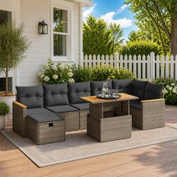Garden Sofa Set 8 Piece Outdoor Furniture Patio Seating Grey Modular