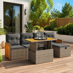 Comfortable Modular 6-Piece Outdoor Sofa Set in Grey