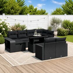 Enhance Your Patio with 11-Piece Black Sofa Set