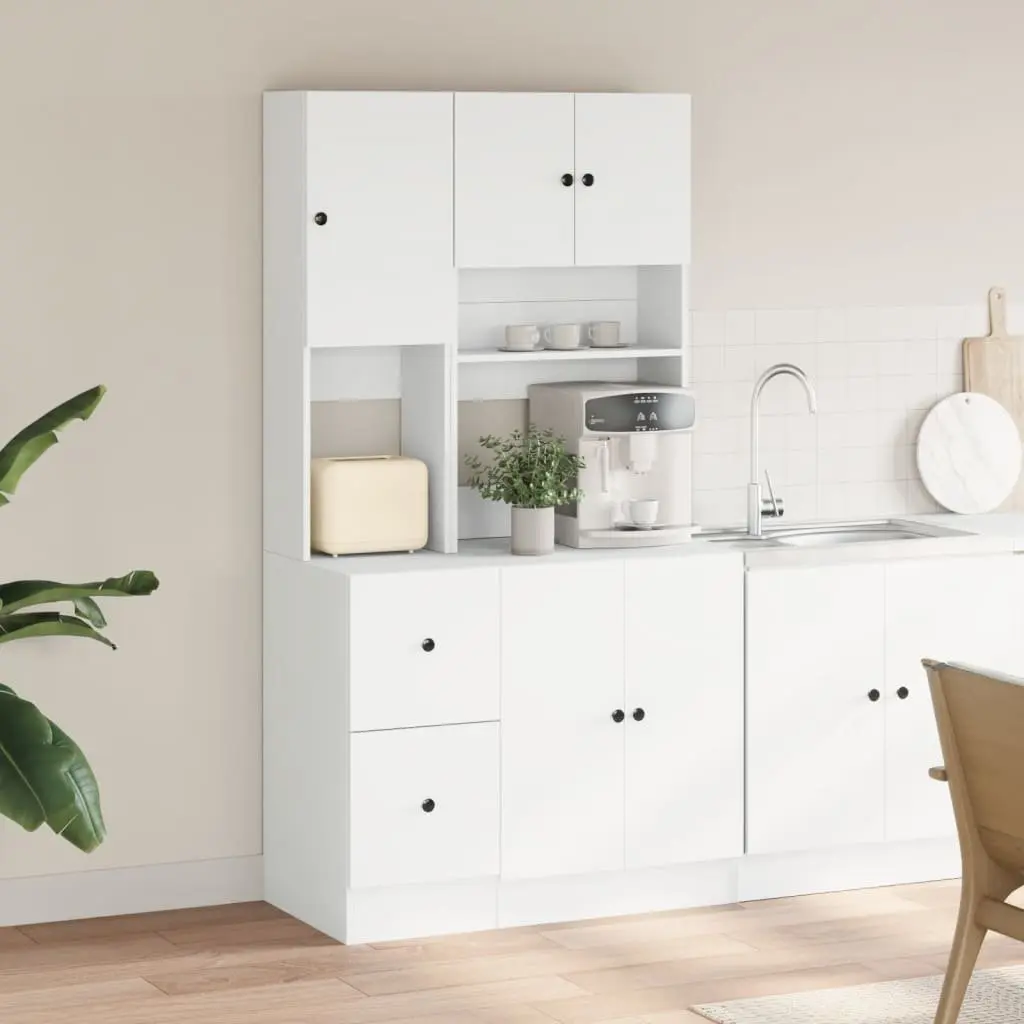 Kitchen Cabinet 95x50x180cm White Engineered Wood Storage Unit with Doors and Drawers
