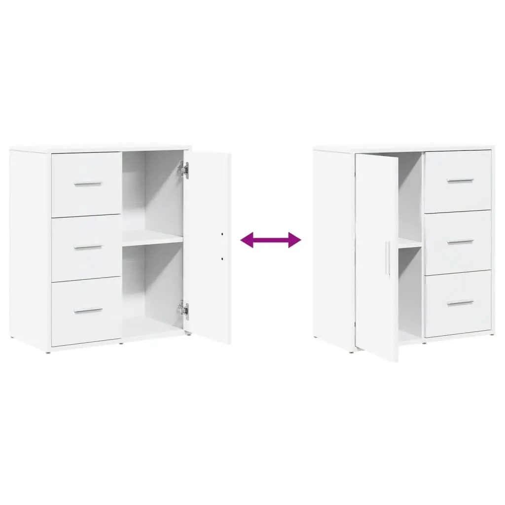 Sideboard Cabinet White Engineered Wood Storage Furniture 60x31x70 cm Set of 2