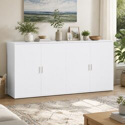 Sideboard Cabinet 2 pcs White 79x38x80 cm Storage Buffet Engineered Wood
