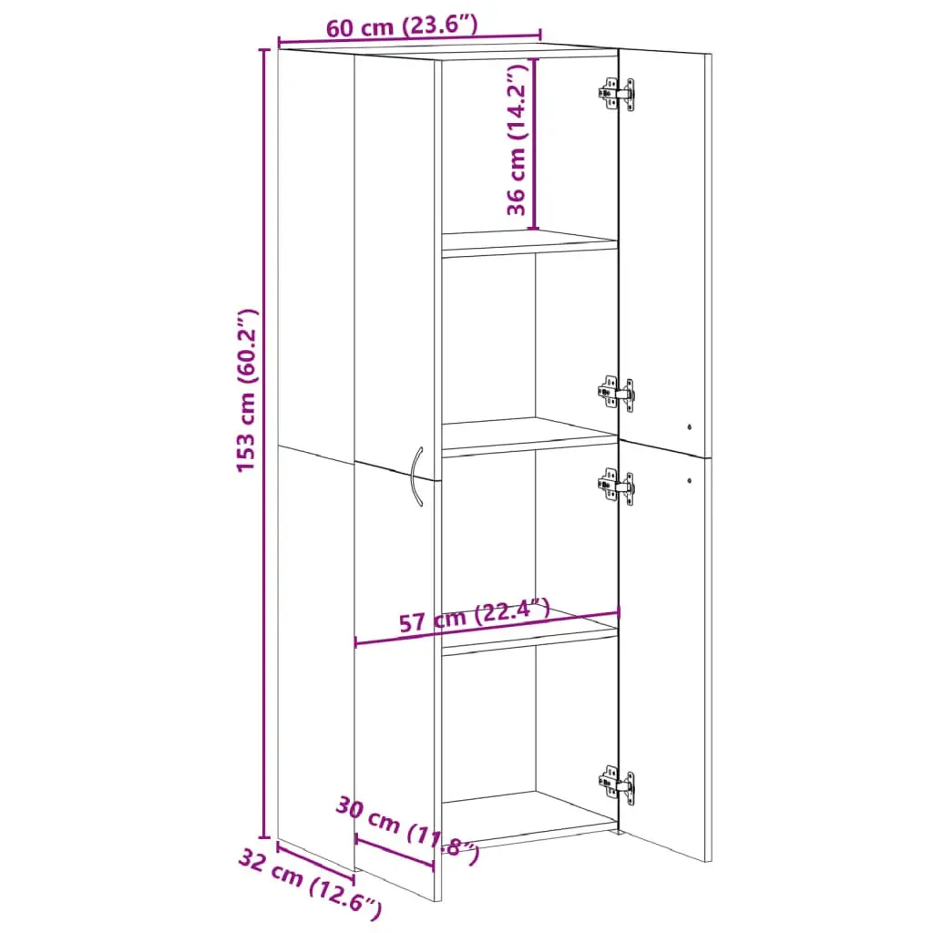 File Cabinet White 4 Compartment Engineered Wood Office Furniture Storage
