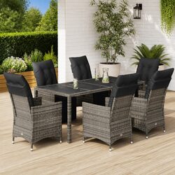 Stylish 7-Piece Outdoor Bistro Set with Cushions in Grey
