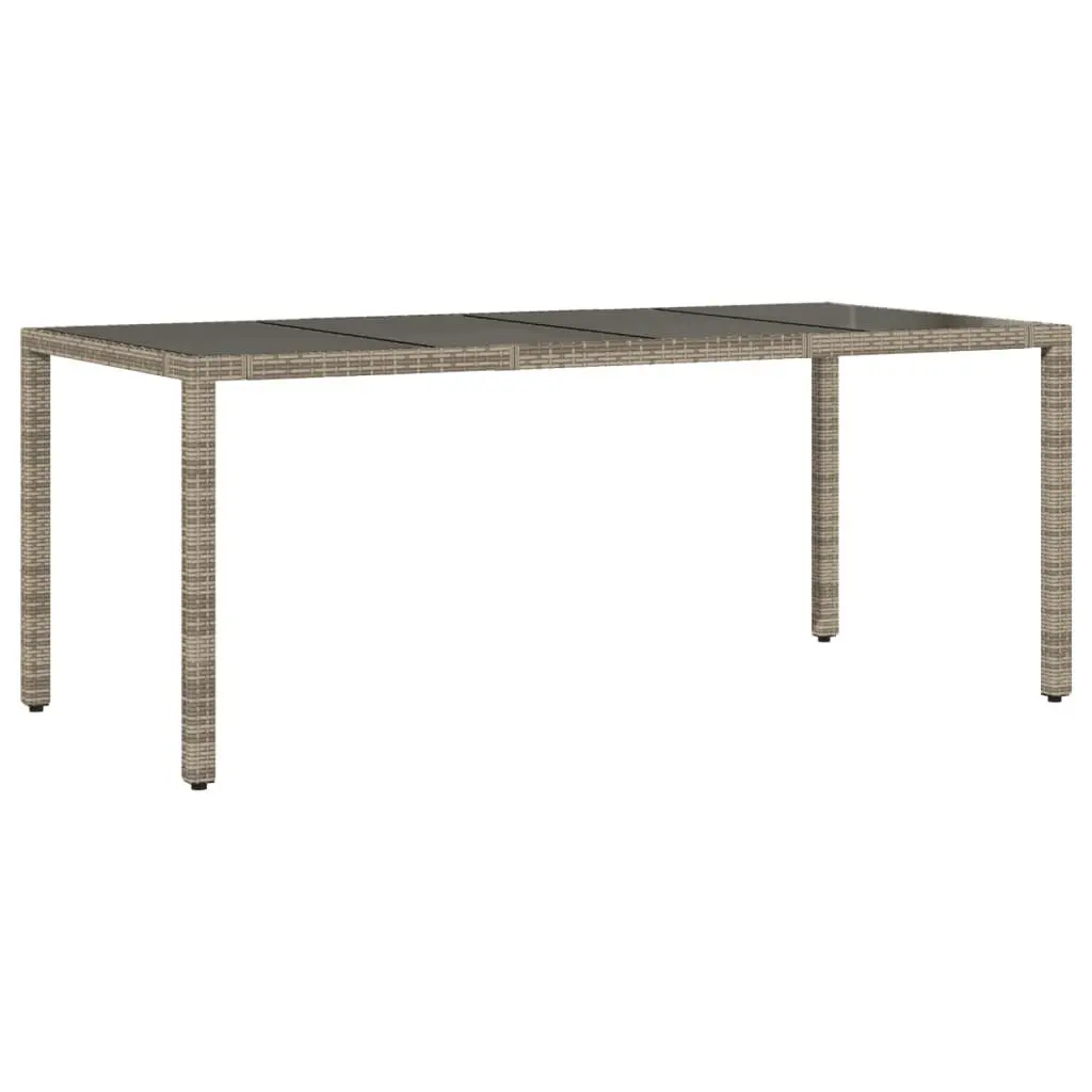 Garden Bistro Set 9 Piece Grey Poly Rattan Outdoor Furniture with Cushions and Tempered Glass Tabletop