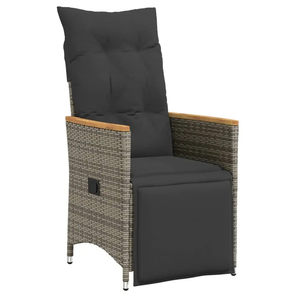Bistro Set 5 Piece Grey Rattan Outdoor Furniture with Cushions