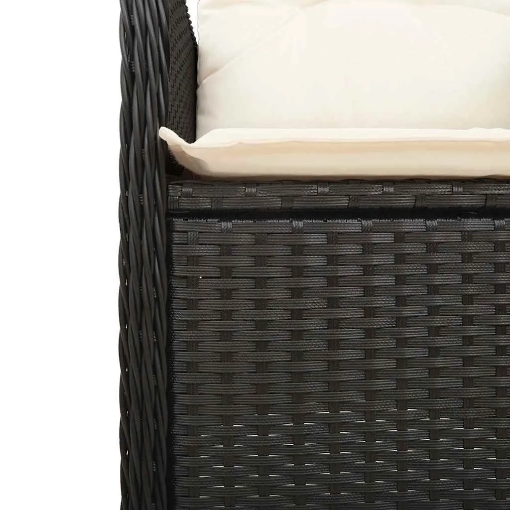 7 Piece Outdoor Bistro Set Black PE Rattan Weather Resistant Furniture Padded Cushions