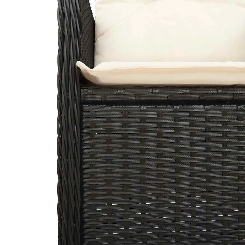 7 Piece Garden Bistro Set Black Outdoor Furniture with Cushions and Adjustable Backrests