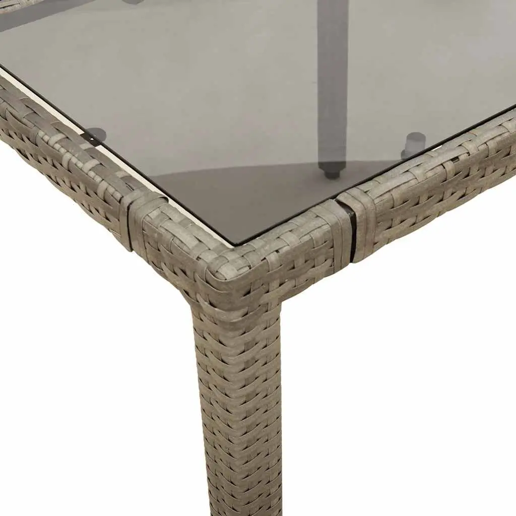 Bistro Set 3 Piece Grey Poly Rattan Outdoor Furniture with Cushions Adjustable Backrest