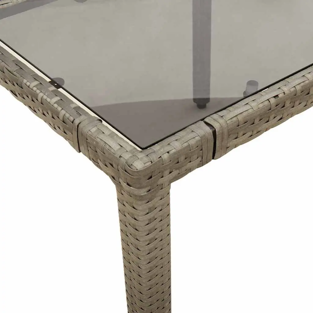 Grey 5 Piece Outdoor Bistro Set with Cushions Adjustable Backrest Tempered Glass Table Poly Rattan Garden Furniture
