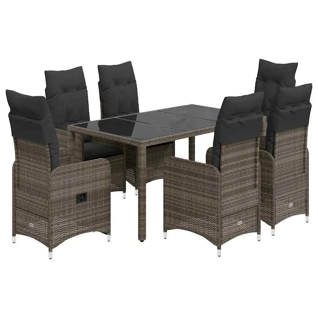 Bistro Set 5 Piece Outdoor Furniture Grey Poly Rattan Table Chairs with Padded Cushions