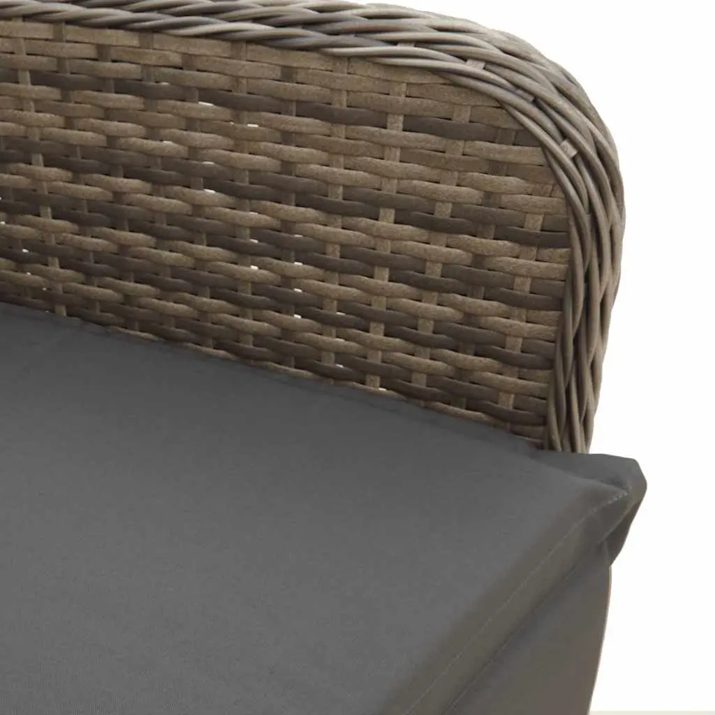 Bistro Set 5 Piece Outdoor Furniture Grey Poly Rattan Table Chairs with Padded Cushions