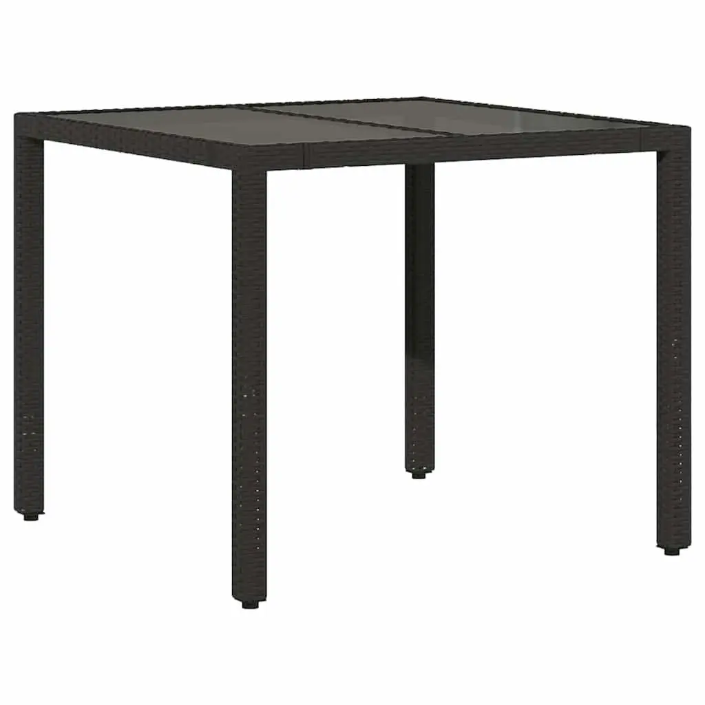 Garden Bistro Set 5 Piece Outdoor Furniture Black Poly Rattan with Cushions Adjustable Backrest and Footrest Tempered Glass Tabletop