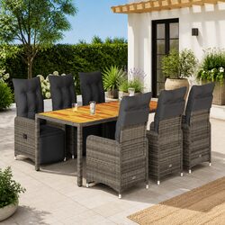 Stylish Grey Outdoor Bistro Set – 7-Piece Poly Rattan Collection