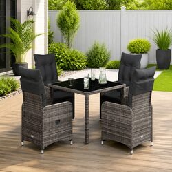 Stylish 5 Piece Garden Bistro Set with Cushions