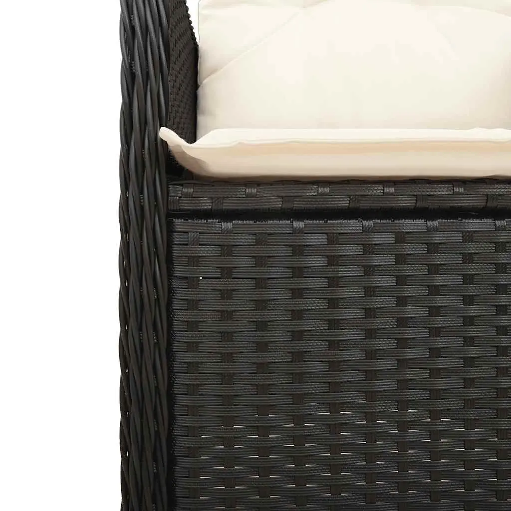 Garden Bistro Set 9 Piece Outdoor Furniture Black Poly Rattan Cushions