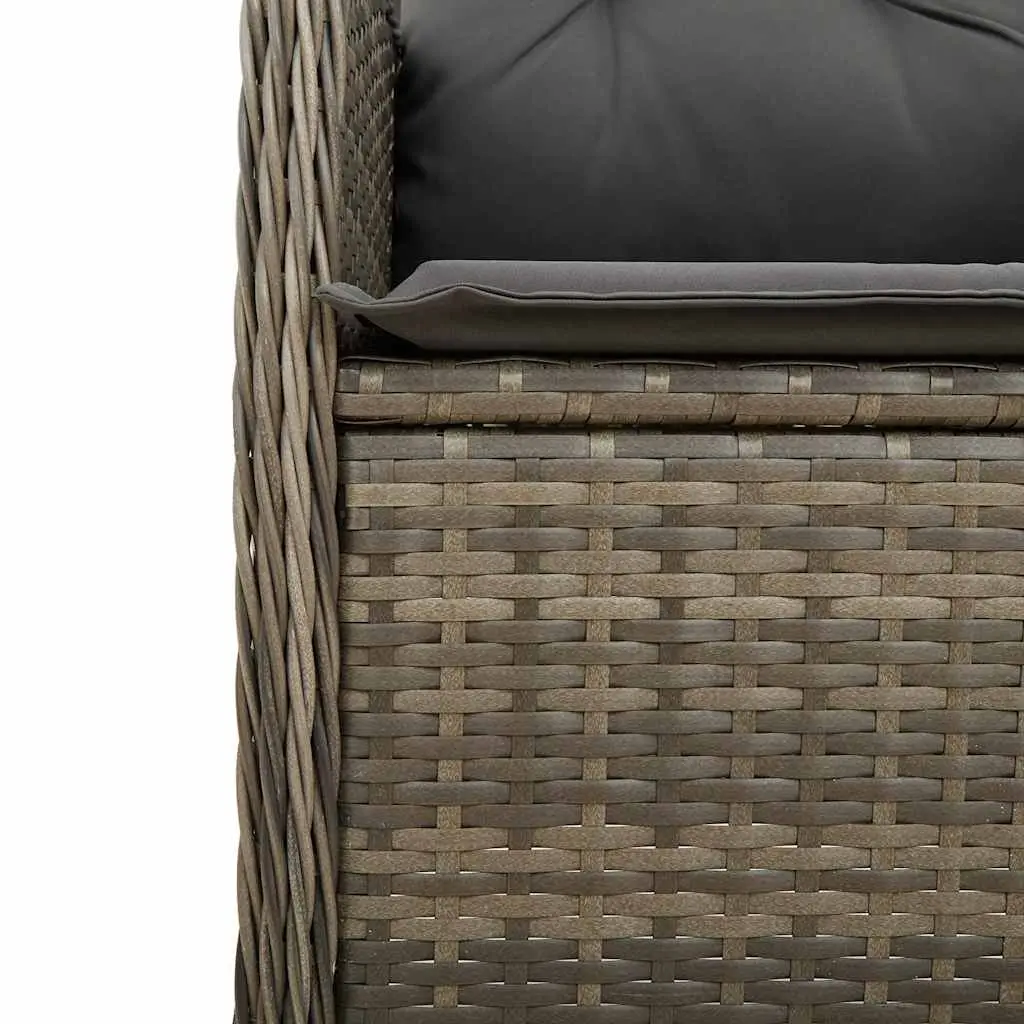 9 Piece Garden Bistro Set Outdoor Furniture Grey Poly Rattan Cushions