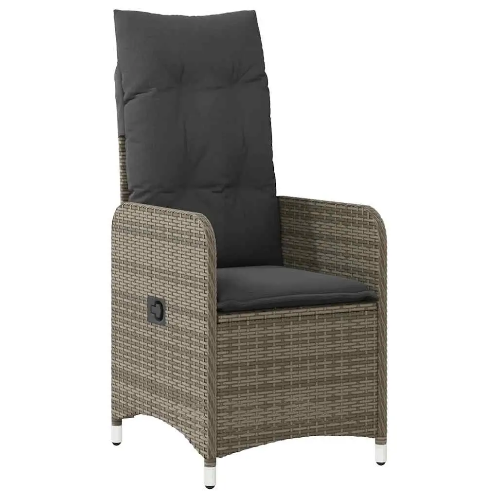 11 Piece Outdoor Bistro Set Grey PE Rattan Furniture with Cushions and Acacia Wood Table