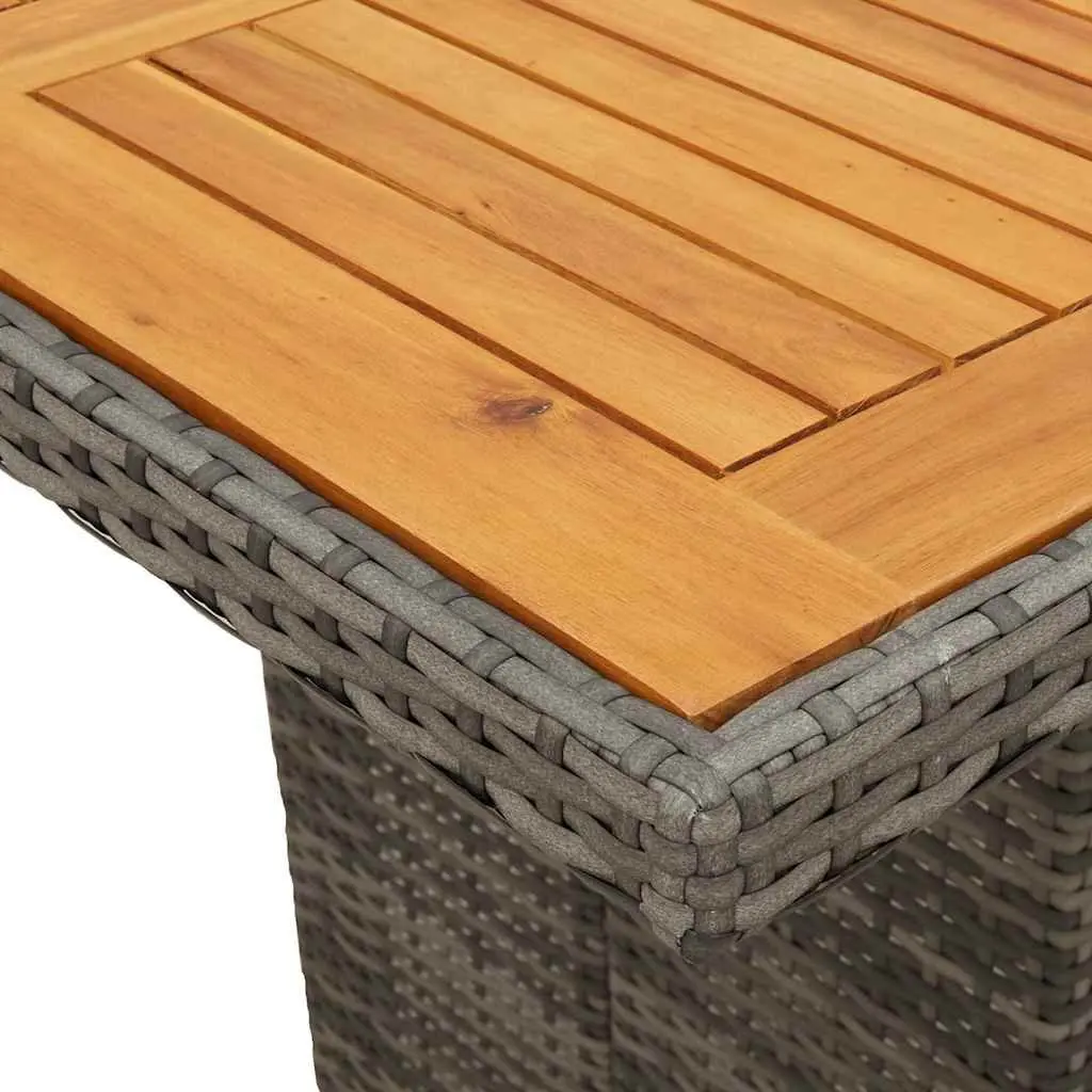 11 Piece Outdoor Bistro Set Grey PE Rattan Furniture with Cushions and Acacia Wood Table