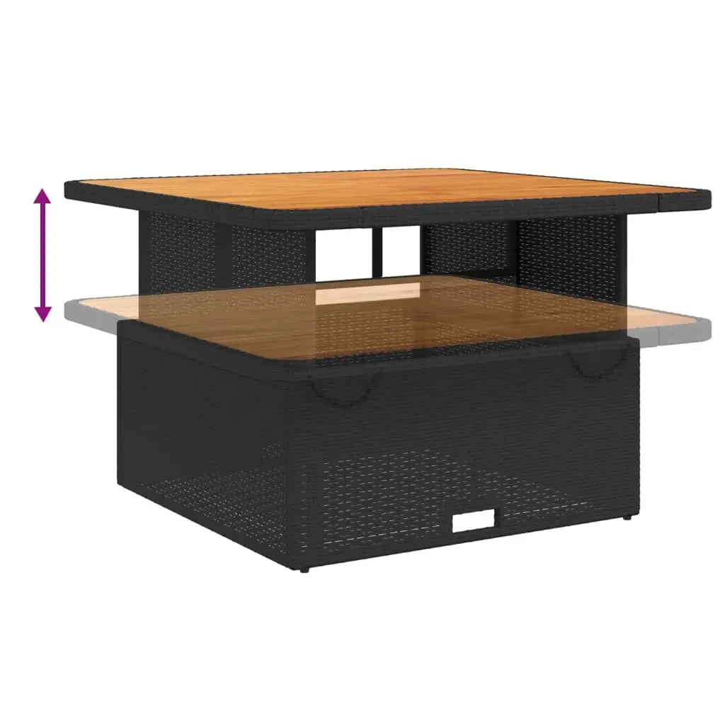Garden Dining Set 5 Piece Outdoor Furniture Black Poly Rattan Adjustable Table