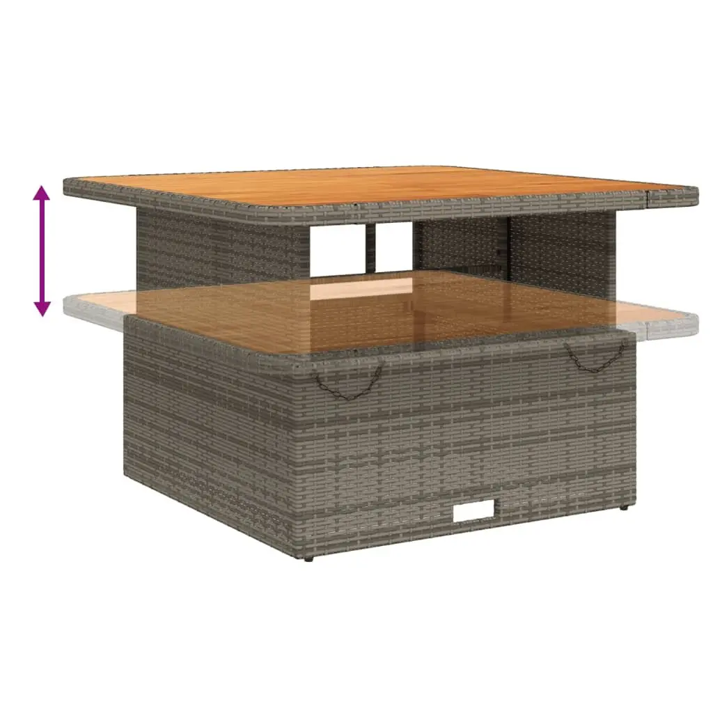 Garden Dining Set 2 Piece Grey PE Rattan Adjustable Cushions