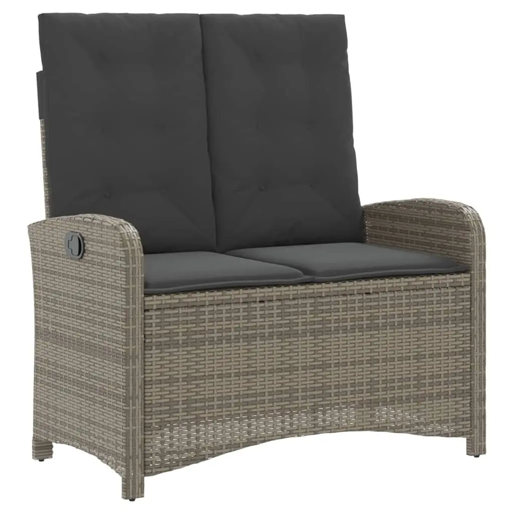 Garden Dining Set 4 Piece Grey Poly Rattan Adjustable Table with Cushions