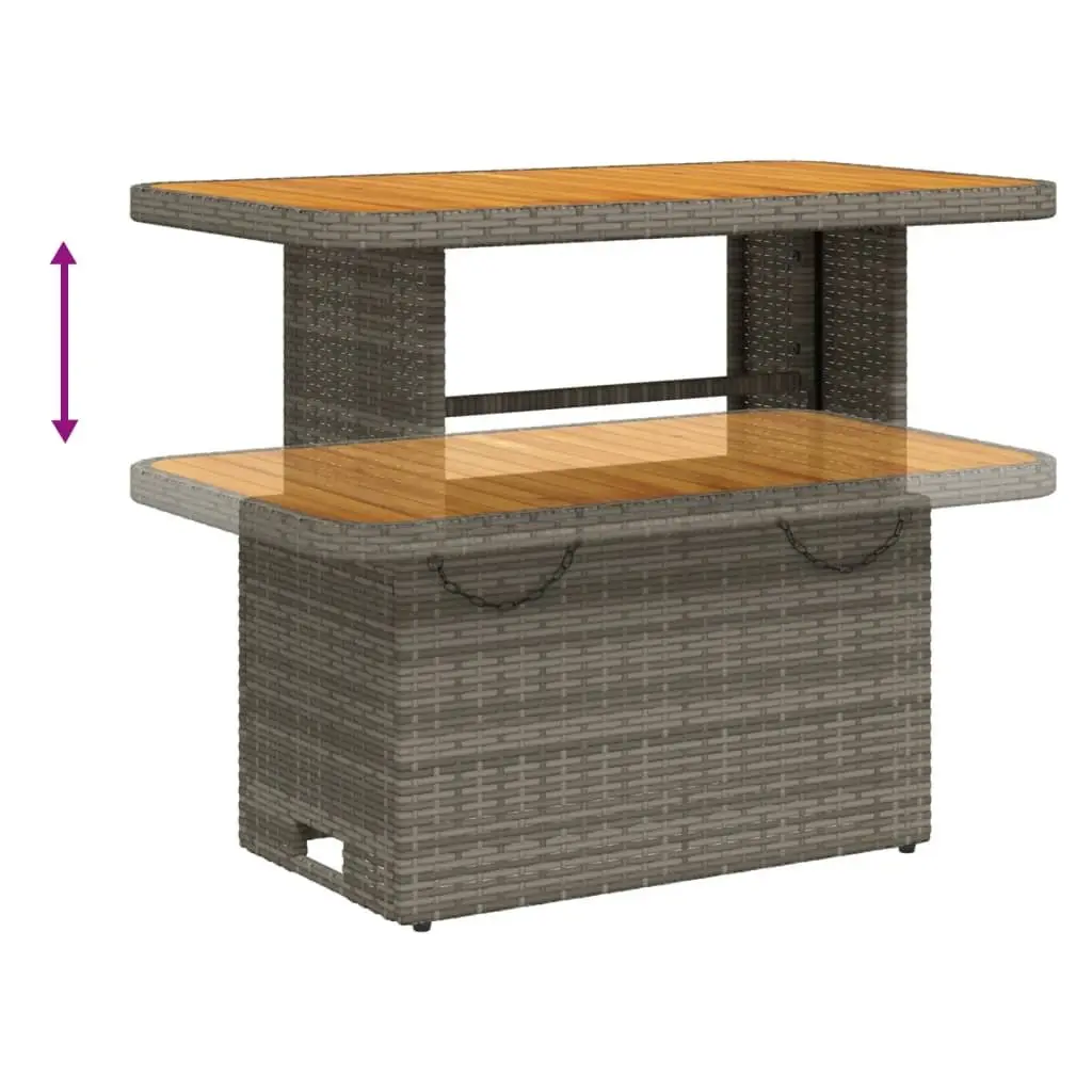 Garden Dining Set 4 Piece Grey Poly Rattan Adjustable Table with Cushions