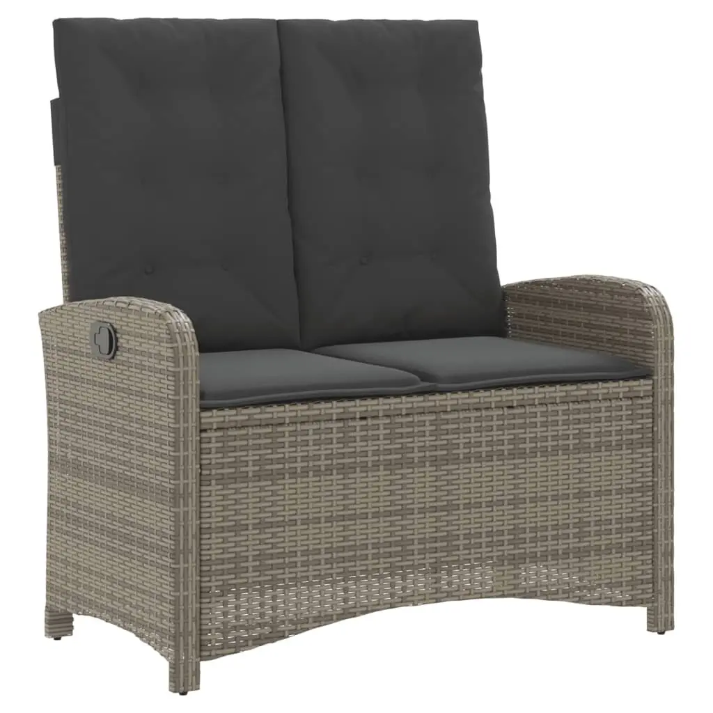 Garden Dining Set 4 Piece Grey Rattan Outdoor Furniture with Cushions and Adjustable Backrest