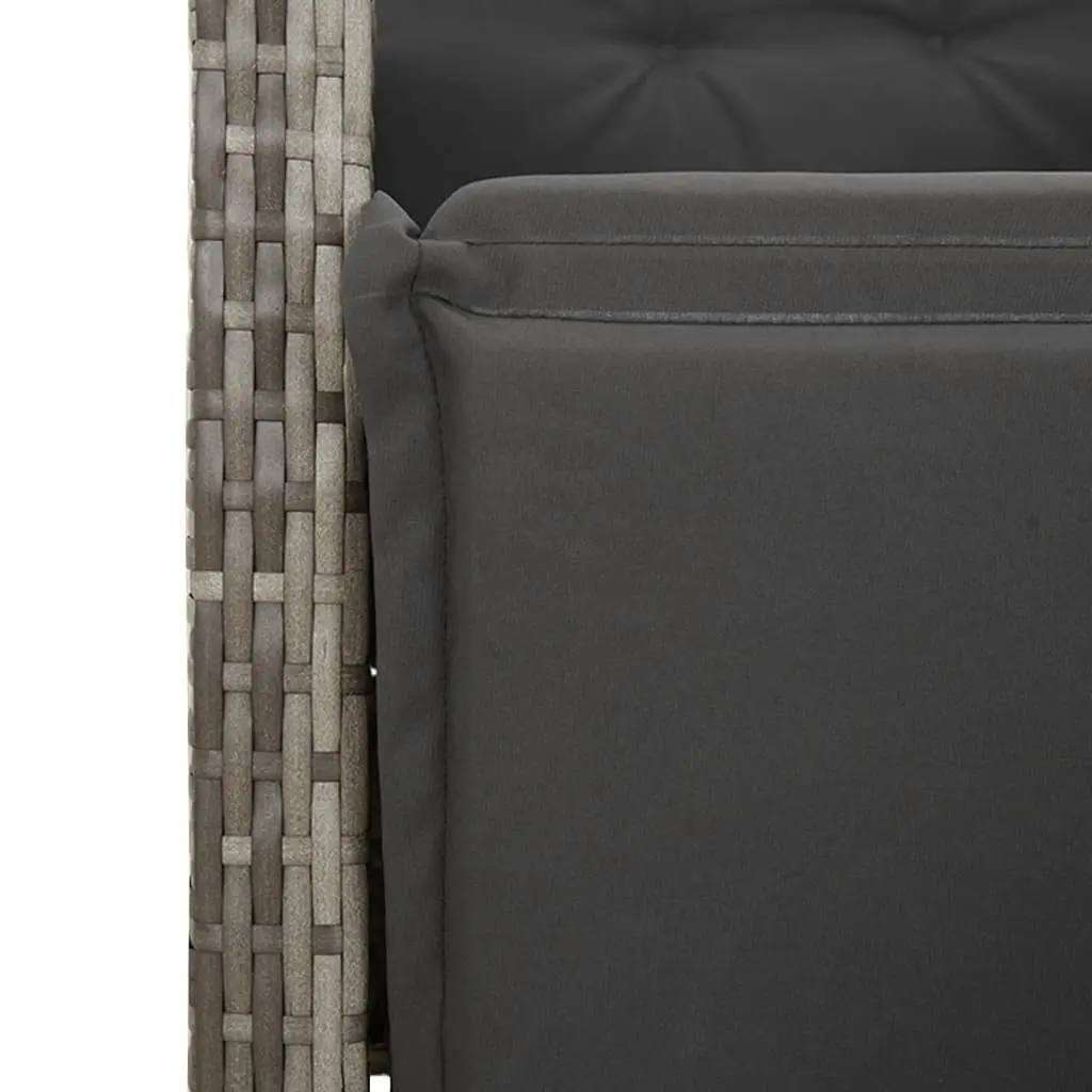 Garden Dining Set 4 Piece Grey Rattan Outdoor Furniture with Cushions and Adjustable Backrest