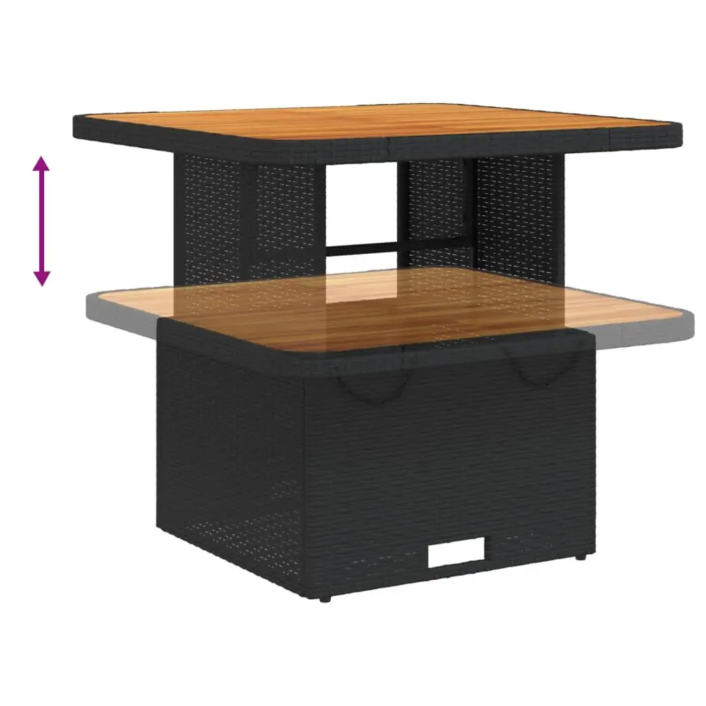 5 Piece Garden Dining Set Outdoor Furniture Black Poly Rattan Adjustable Backrest Table