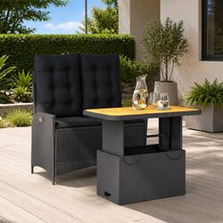 Outdoor Black Rattan Dining Set for Stylish Gatherings