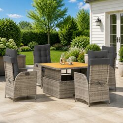 Grey Poly Rattan 5 Piece Dining Set for Outdoor Spaces