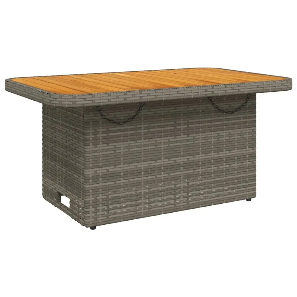 4 Piece Garden Dining Set Adjustable Backrest Lift Top Table Grey Cushions