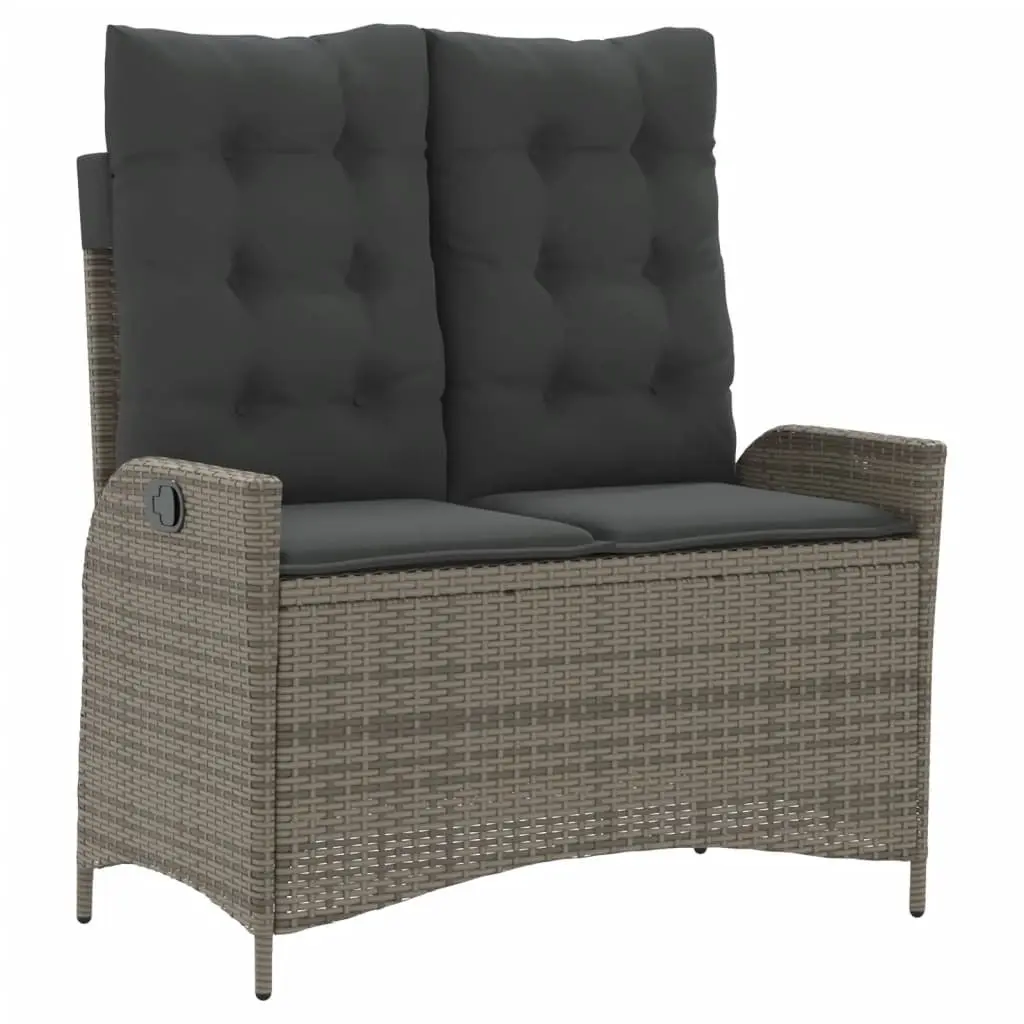 4 Piece Cushioned Patio Dining Set Grey Adjustable Backrest Convertible Table