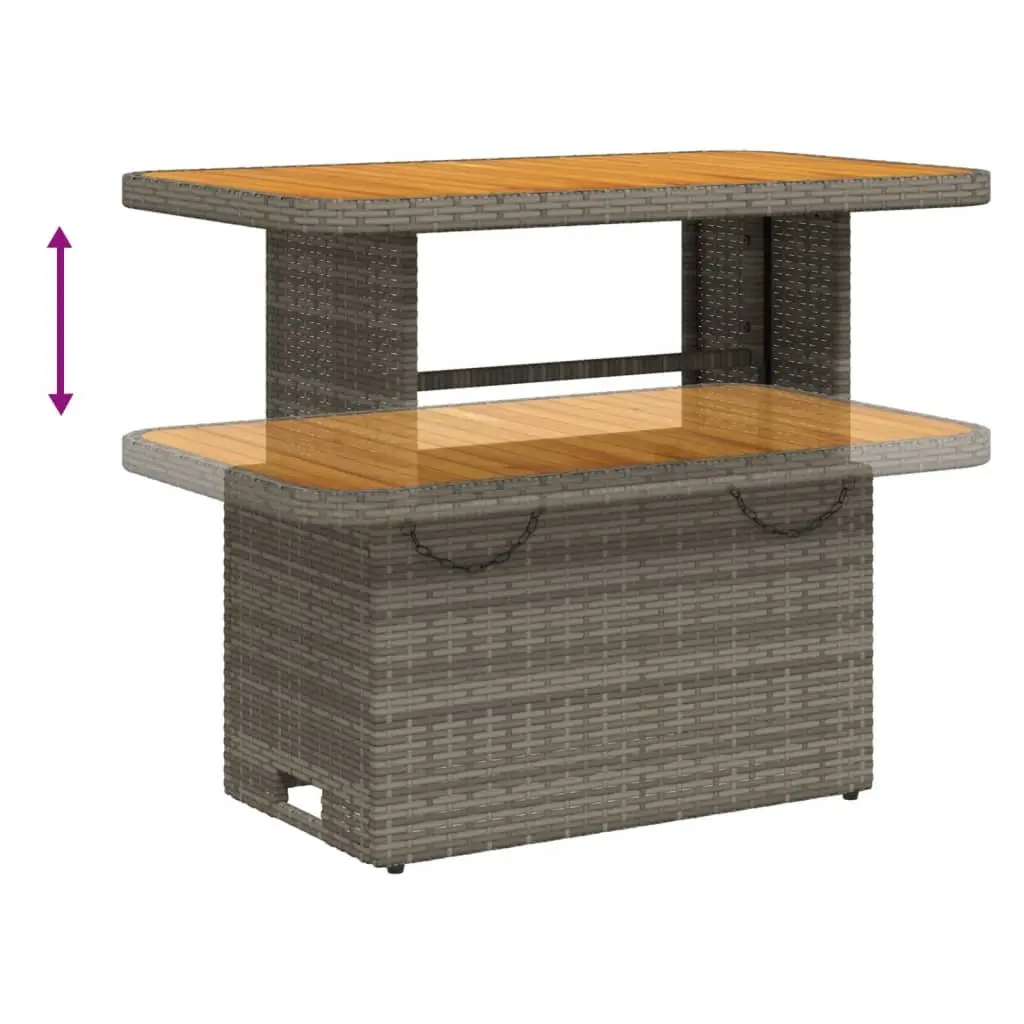 4 Piece Cushioned Patio Dining Set Grey Adjustable Backrest Convertible Table