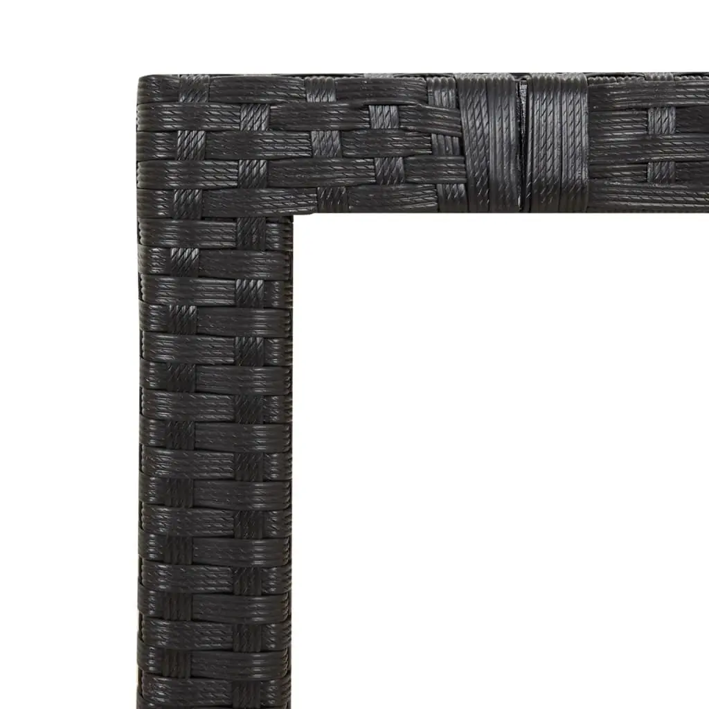 Outdoor Furniture Set 5 Piece Black Poly Rattan Chairs Acacia Wood Table